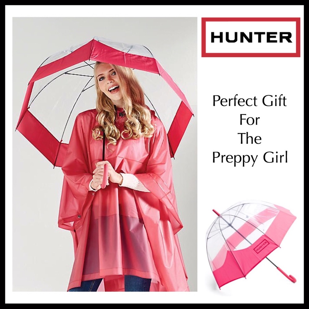 HUNTER ORIGINAL GIANT PINK & CLEAR BUBBLE UMBRELLA